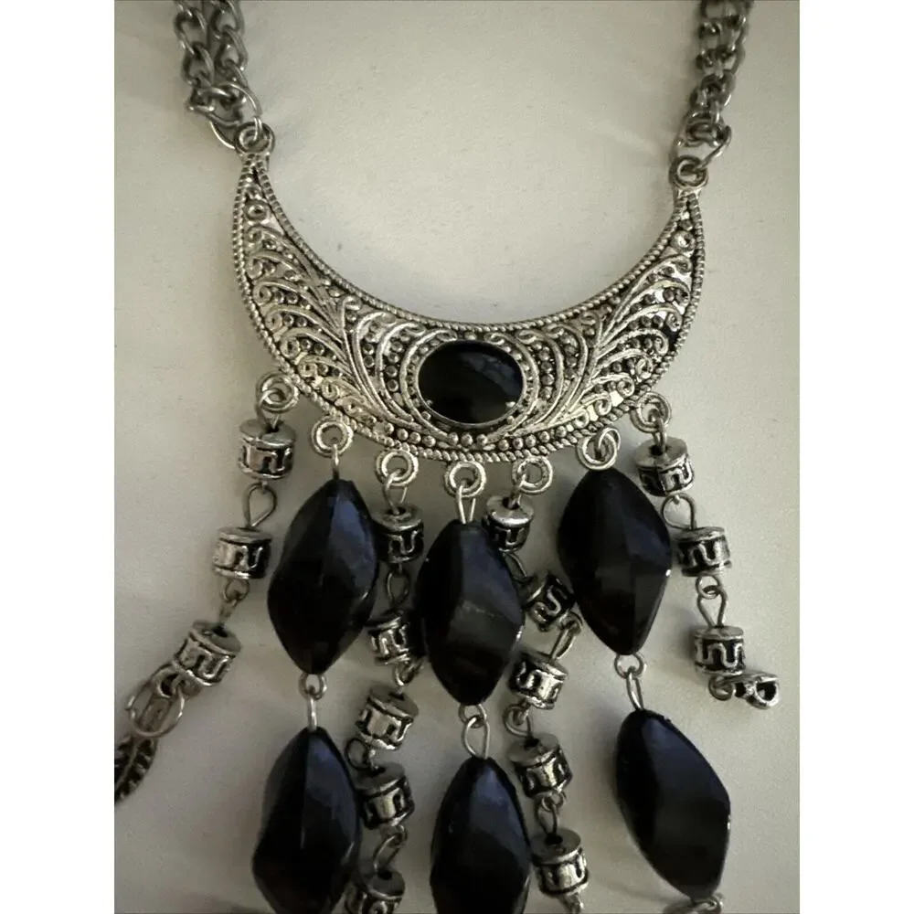 Cascade Bridgerton Necklace Silver Black Style Boho Women’s Jewelry Collar